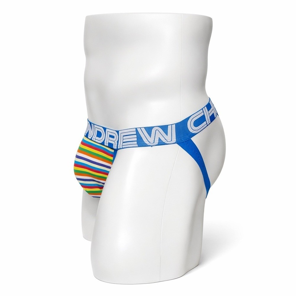Andrew Christian Small (28-31) Bright Stripe Jock Multi Color Blue 92602 NWT